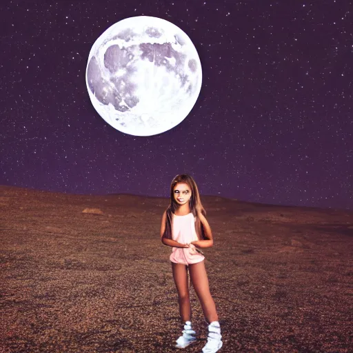 Prompt: badly photoshoped photo of a girl in the moon