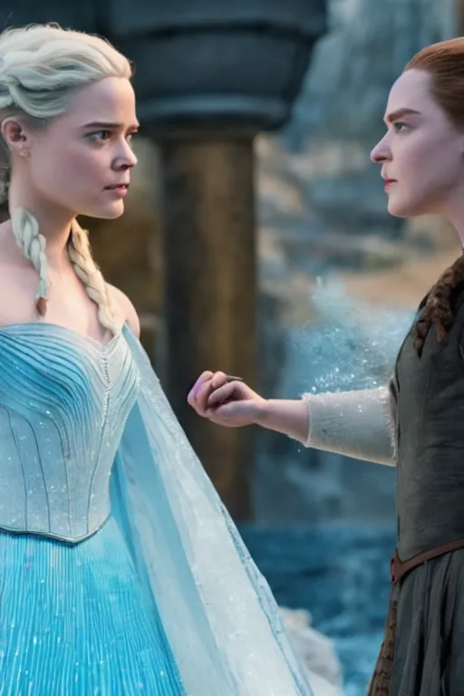 Prompt: Tessa Thompson and Evan Rachel Wood star in Disney's Westworld, in the style of frozen, Pixar movie screenshot