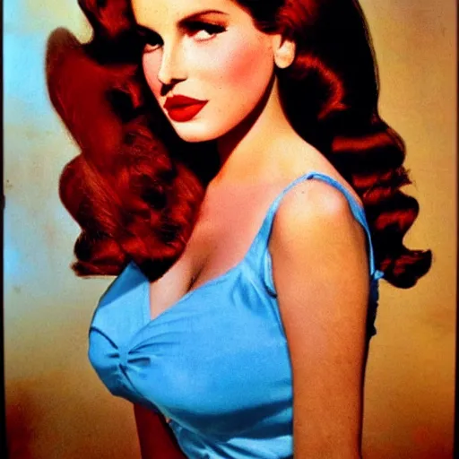 Prompt: lana del rey pin up, award winning, 1 9 5 0 s