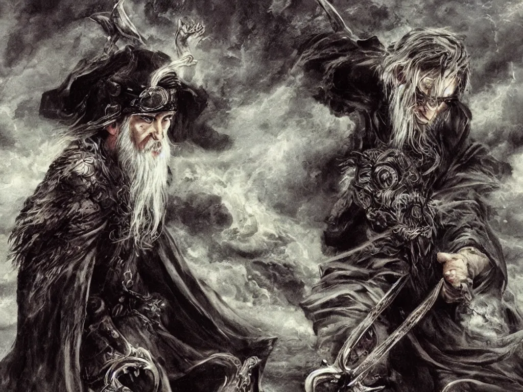 Image similar to Odin the wanderer, neo-romanticism, norse mythology