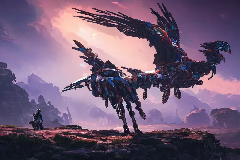 Image similar to glinthawk machine mecanical creature robot of horizon forbidden west horizon zero dawn bioluminiscence global illumination ray tracing hdr fanart arstation by ian pesty and alena aenami artworks in 4 k