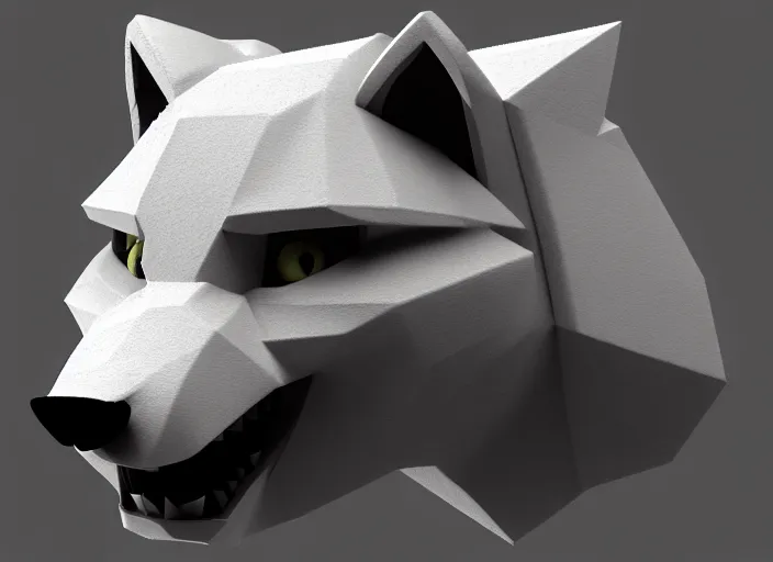 Prompt: furry wolf head, stylized stl, 3 d render, michael vicente style