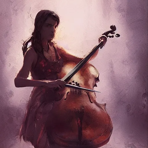 Image similar to girl with a cello instead a body by greg rutkowski