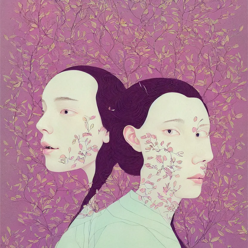 Image similar to portrait painting of a female, surrealism, children's illustration, aesthetically pleasing natural and pastel colors, art by victo ngai, portrait