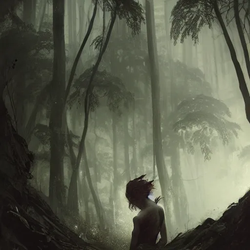 Image similar to epic hyperdetailed portrait of a haunting 🐙🕷 lurking in the shadows. by greg rutkowski, highly detailed portrait, rococo, digital painting, artstation, concept art, smooth, sharp foccus ilustration, artstation hq. intricate, elegant. art by wlop and artgerm and greg rutkowski and alphonse mucha, masterpiece. misty rainforest