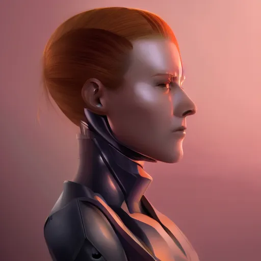 Image similar to portrait of female android, artstation