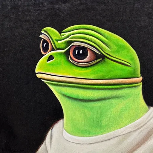 Image similar to fancy pepe the frog, historical portrait painting, oil painting, highly detailed and intricate