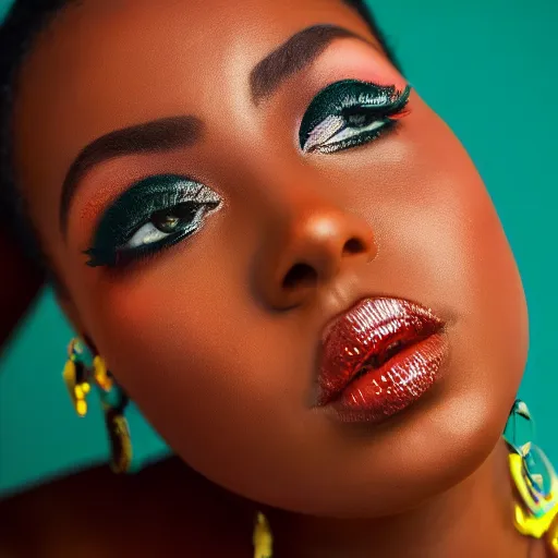 Prompt: Photo of an African fashion model, bold, self-confidence, cinematic, light makeup focus