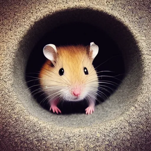 Prompt: “ little hamster in a golf pocket hole ”