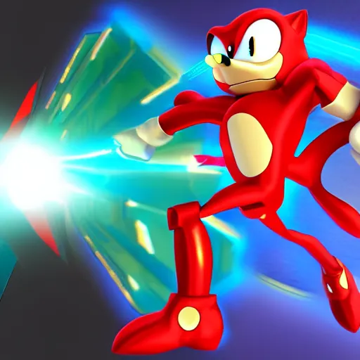 Image similar to 3 d animated sonic wearing an ironman suit