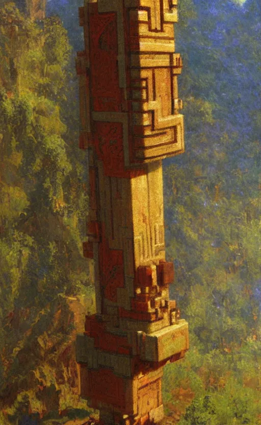 Image similar to Minecraft Herobrine Totem,painting by Gaston Bussiere, Craig Mullins