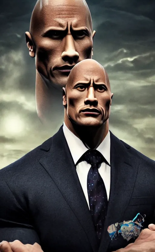 Image similar to dwayne johnson wearing a suit as the president of the united states, dynamic lighting, photorealistic fantasy concept art, trending on art station, stunning visuals, creative, cinematic, ultra detailed