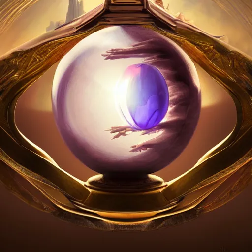 Image similar to crystal ball with a dreamscape inside, product studio photography, super highly detailed, professional digital painting, artstation, concept art, smooth, sharp focus, extreme illustration, unreal engine 5, photorealism, beautiful, cinematic, art by artgerm and rutkowski and alphonse mucha and loish and wlop