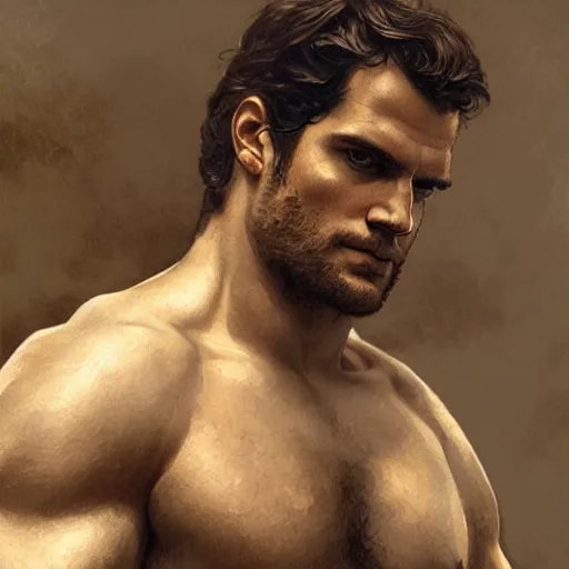 Image similar to Henry Cavill as a Greek god, gorgeous, amazing, muscular, intricate, highly detailed, digital painting, artstation, concept art, sharp focus, illustration, art by greg rutkowski and alphonse mucha