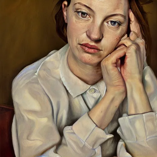 Prompt: high quality high detail painting by lucian freud, hd, portrait of liv tylor, photorealistic lighting