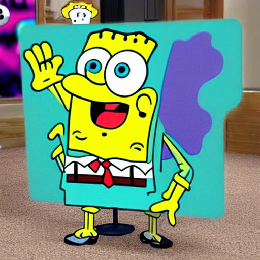 Image similar to spongebob using a pc