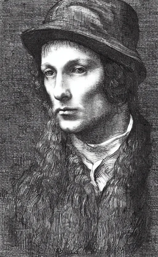 Image similar to portrait of Sherlock holmes with a deerstalker hat by Leonardo da vinci, renaissance art, high quality scan