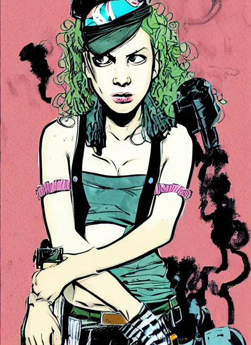 Image similar to a portrait of a pretty sewer punk young lady by cliff chiang