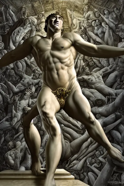 Image similar to hyperrealism billy herrington as a marble statue in ukrainian odessa wallpaper in style of rob gonsalves and giger and araki nobuyoshi