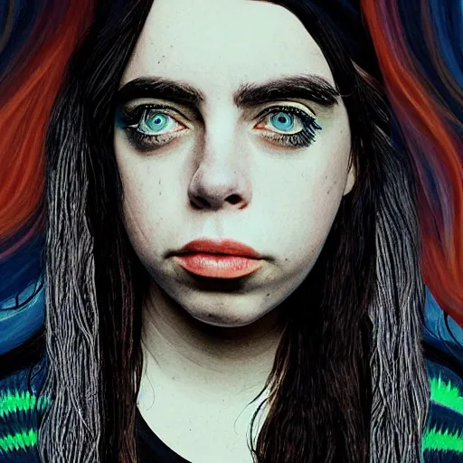 Image similar to billie eilish in the style of surrealism