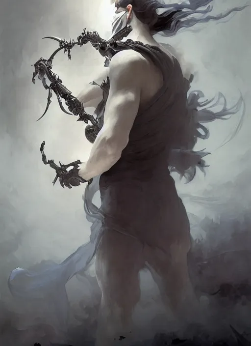 Image similar to character concept portrait of an attractive young smirking Spanish wizard with pale white skin and wearing parital skeleton mask while enchanting a dark seduction spell, a floating burning spell book in the center, intricate, elegant, digital painting, concept art, smooth, sharp focus, illustration, from Metal Gear, by Ruan Jia and Mandy Jurgens and William-Adolphe Bouguereau, Artgerm