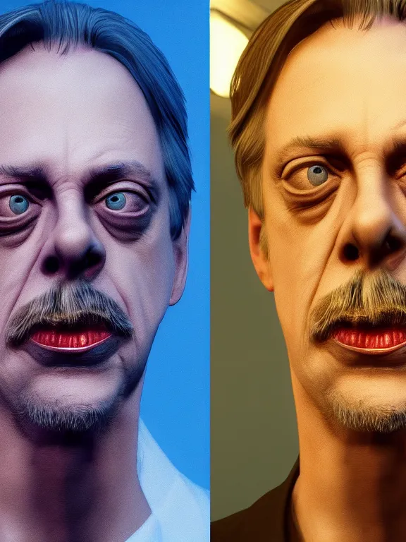Image similar to portrait art of steve buscemi with a popsicle 8k ultra realistic , lens flare, atmosphere, glow, detailed,intricate, full of colour, cinematic lighting, trending on artstation, 4k, hyperrealistic, focused, extreme details,unreal engine 5, cinematic, masterpiece