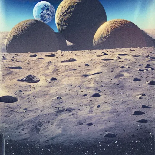 Image similar to Resort hotel on asteroid with earthrise in background. Sci-fi Book cover golden age