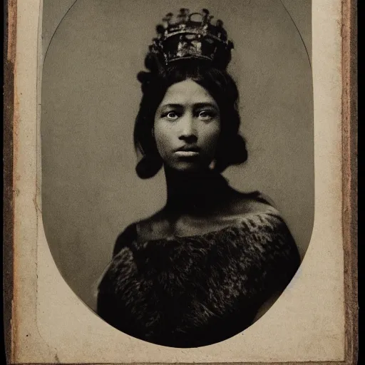 Prompt: photo portrait of an hypothetical queen taken by Roger Fenton