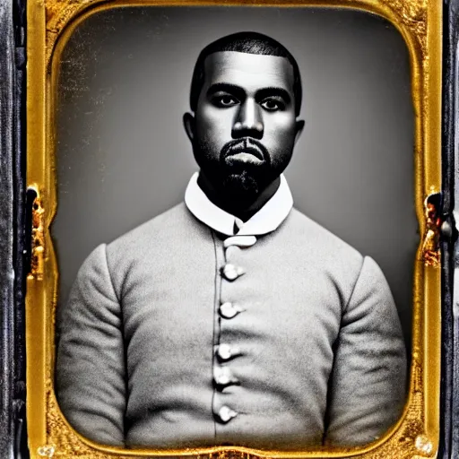 Prompt: daguerreotype portrait of kanye west wearing a confederate officer uniform, 8 k, very detailed, very intricate,