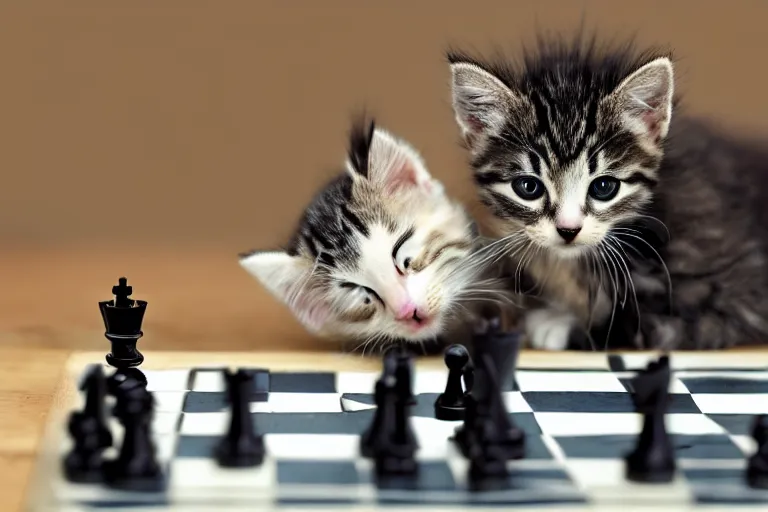 Image similar to Kitten playing chess