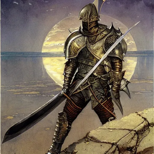 Image similar to the moonlight greatsword from dark souls, art by norman rockwell and donato giancola and greg rutkowski