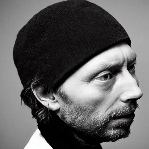 Prompt: Thom Yorke singer songwriter Rolling Stone, a photo by Colin Greenwood, ultrafine detail, masterpiece