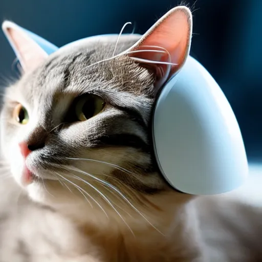 Image similar to cat wearing a futuristic helmet