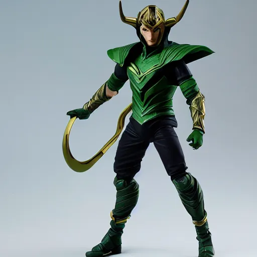 Image similar to Marvel Fighting Armor Loki Figure, highly detailed, studio lighting