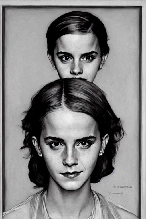 Image similar to Emma Watson portrait by Norman Rockwell