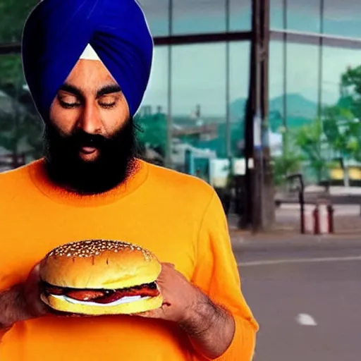 Prompt: sikh eating burger, still from dragonballz style