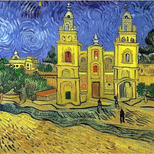 Image similar to vincent van gogh painting of mexico city, highly detailed