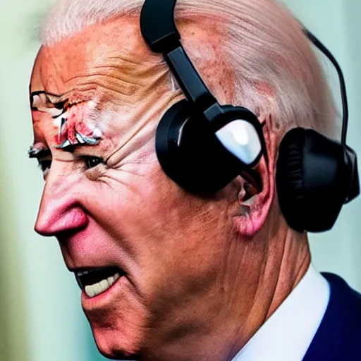 Image similar to joe biden wearing a gaming headset