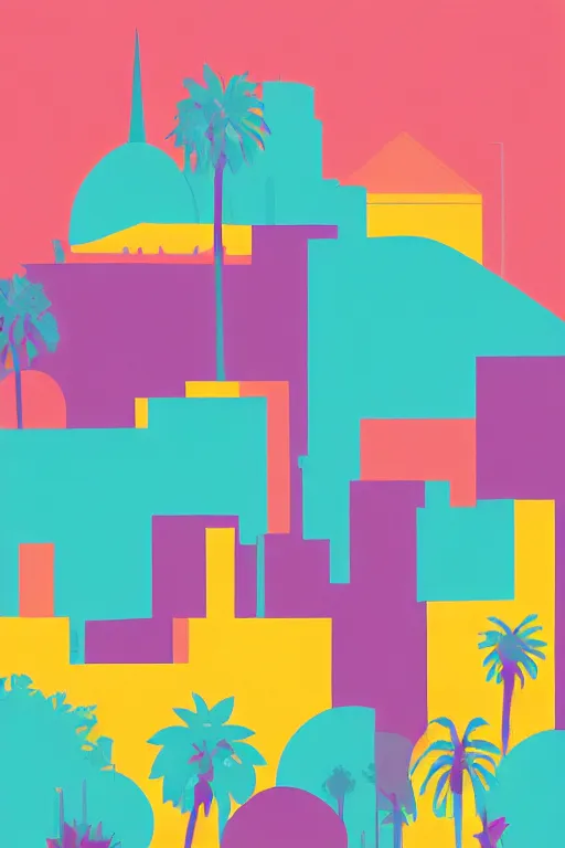 Image similar to minimalist boho style art of colorful los angeles, illustration, vector art