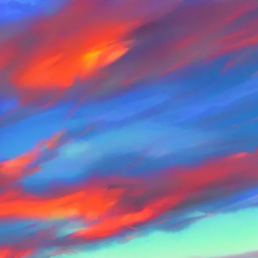 Image similar to a vivid sky at sunset, shot in the sky, loots of clouds, digital art, trending on artstation, by sarah jane brown