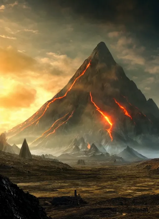 Image similar to whatever you think mordor really looks like, real life, realistic, photograph, 4 k, detailed