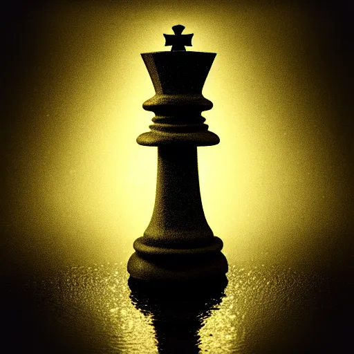 Image similar to underwater tintype photo of a queen chess piece made of LAZAR lights, Puddles, high point of view, smooth 3D Illustration, Cinematic Matte Painting, soft render, volumetric lighting