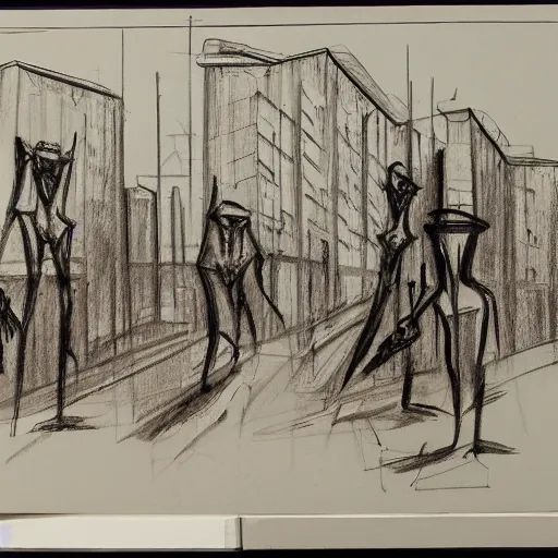 Prompt: zdzislaw bensinski sketch of ghouls in atasehir