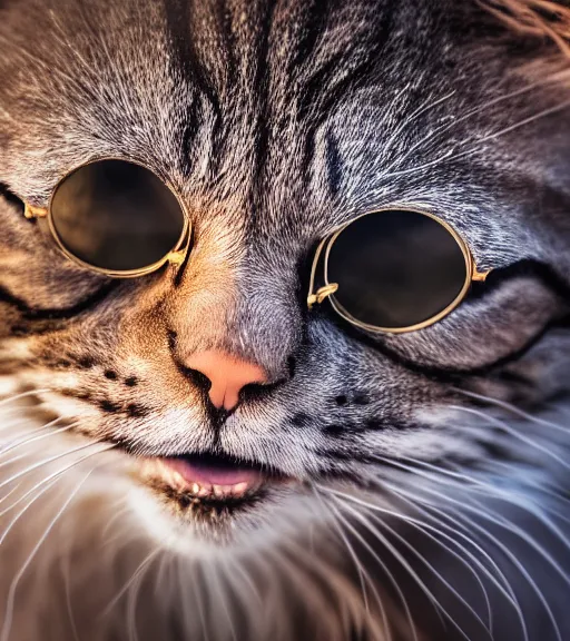 Prompt: award winning 5 5 mm close up portrait color photo of an admiral cat in full military outfit and aviators, in a park by luis royo. soft light. sony a 7 r iv