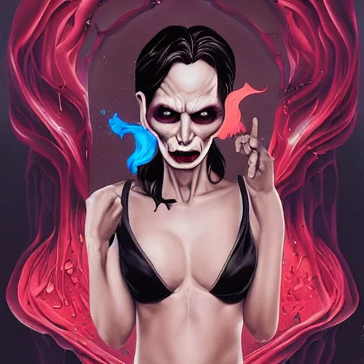 Prompt: lofi portait of the dark lord voldemort as a female in bikini, Pixar style, by Tristan Eaton Stanley Artgerm and Tom Bagshaw.