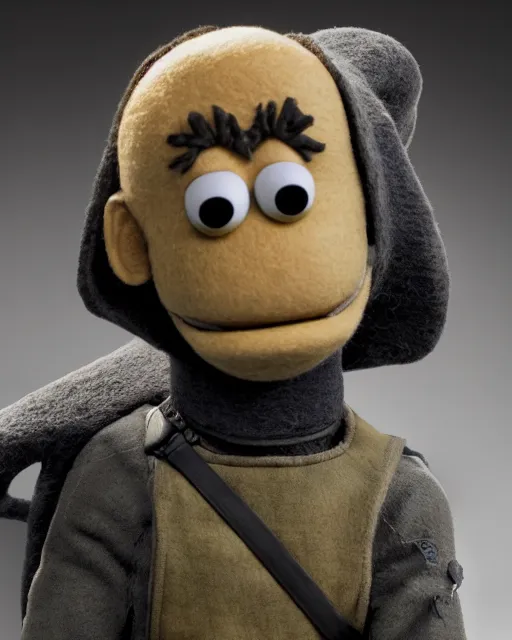 Image similar to death stranding sam as a muppet. highly detailed felt. hyper real photo. 4 k.