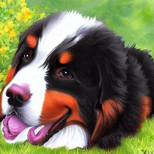 Prompt: bernese mountain dog as a doctor digital art