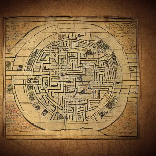 Image similar to ancient colorful map, labyrinth map, old paper