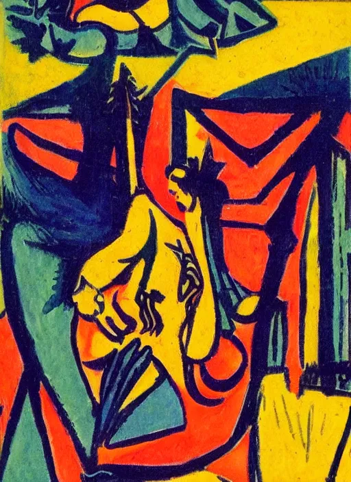 Image similar to intricate liminal spaces tarot card, by Ernst Ludwig Kirchner, soft colors, dramatic lighting, smooth, sharp focus, extremely detailed, aesthetically pleasing composition