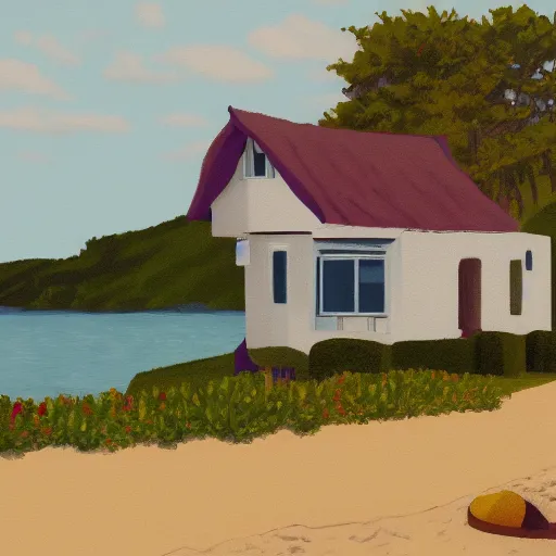 Prompt: house by the seaside, art, digital, painting, bloom, 8 k, hyperrealistic, photo